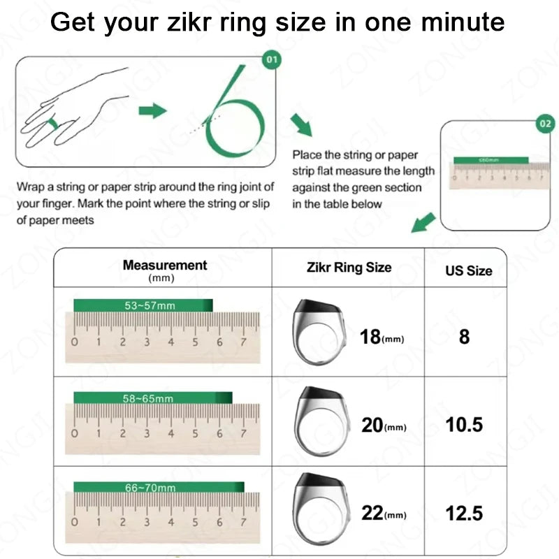 2024 IQibla Smart Zikr Ring Praise Tasbih Tally Electronic Digital